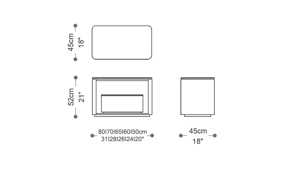 Image of the main dimensions of the product
